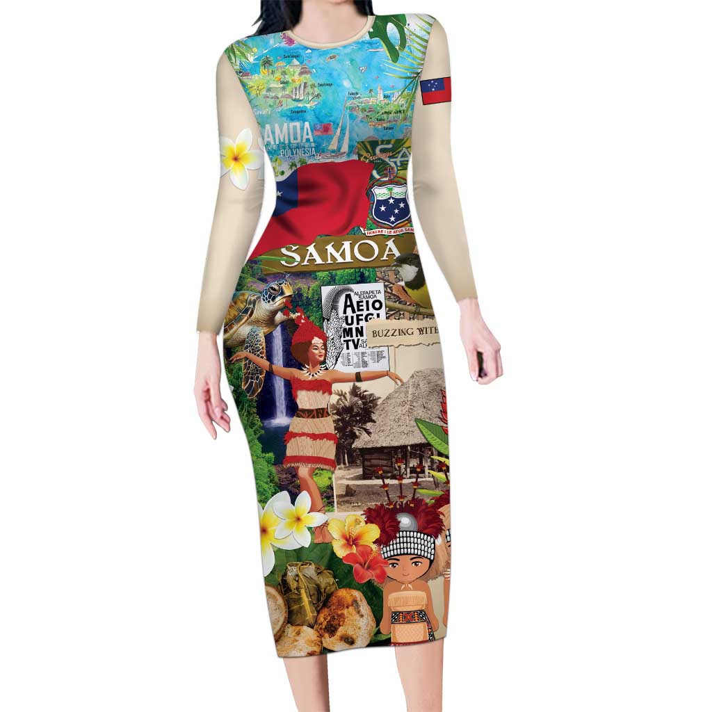 Samoa Culture Family Matching Long Sleeve Bodycon Dress and Hawaiian Shirt Embracing The Spirit