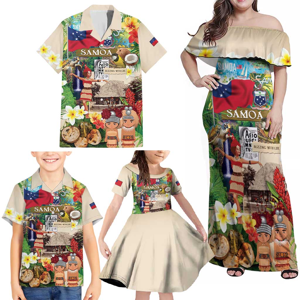 Samoa Culture Family Matching Off Shoulder Maxi Dress and Hawaiian Shirt Embracing The Spirit