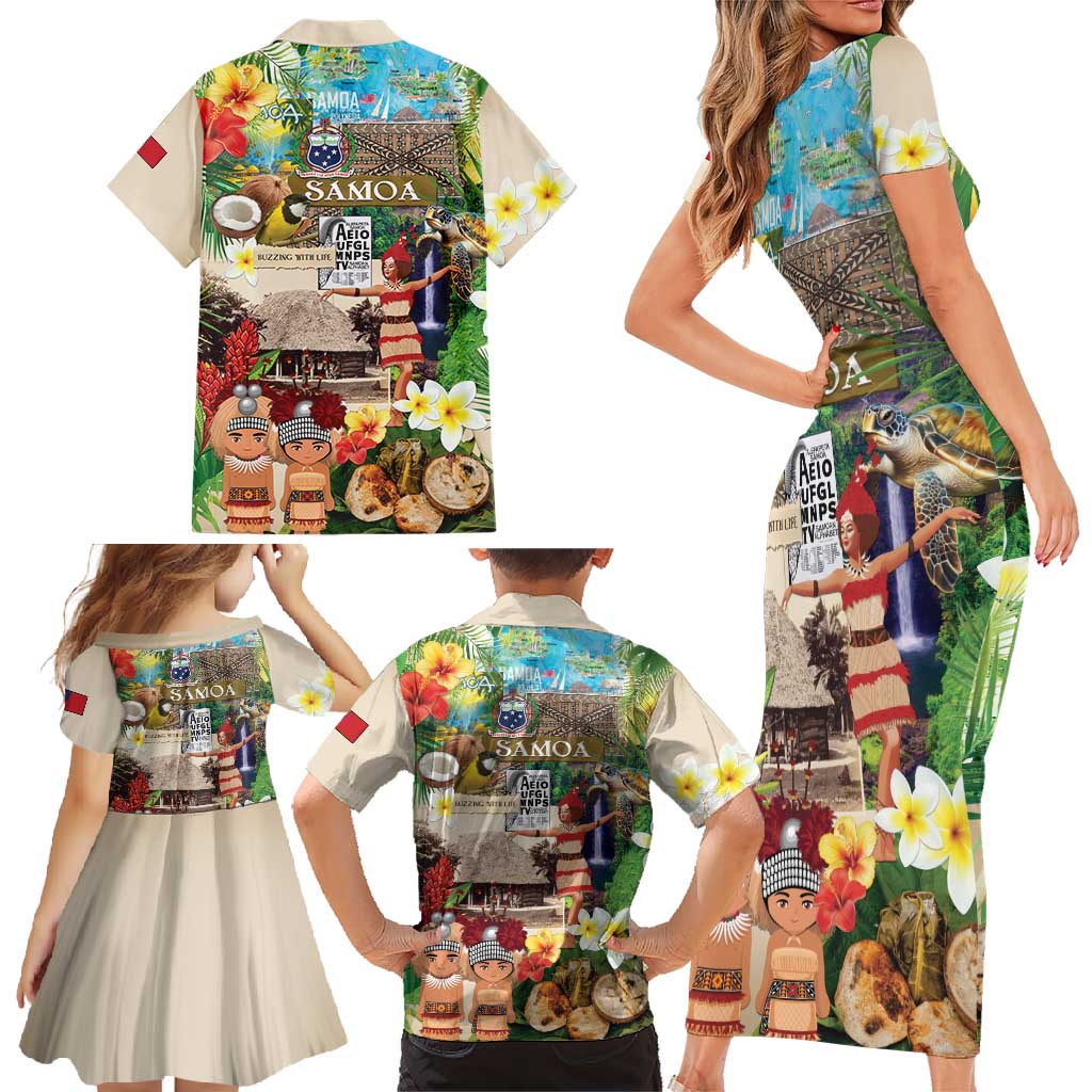 Samoa Culture Family Matching Short Sleeve Bodycon Dress and Hawaiian Shirt Embracing The Spirit