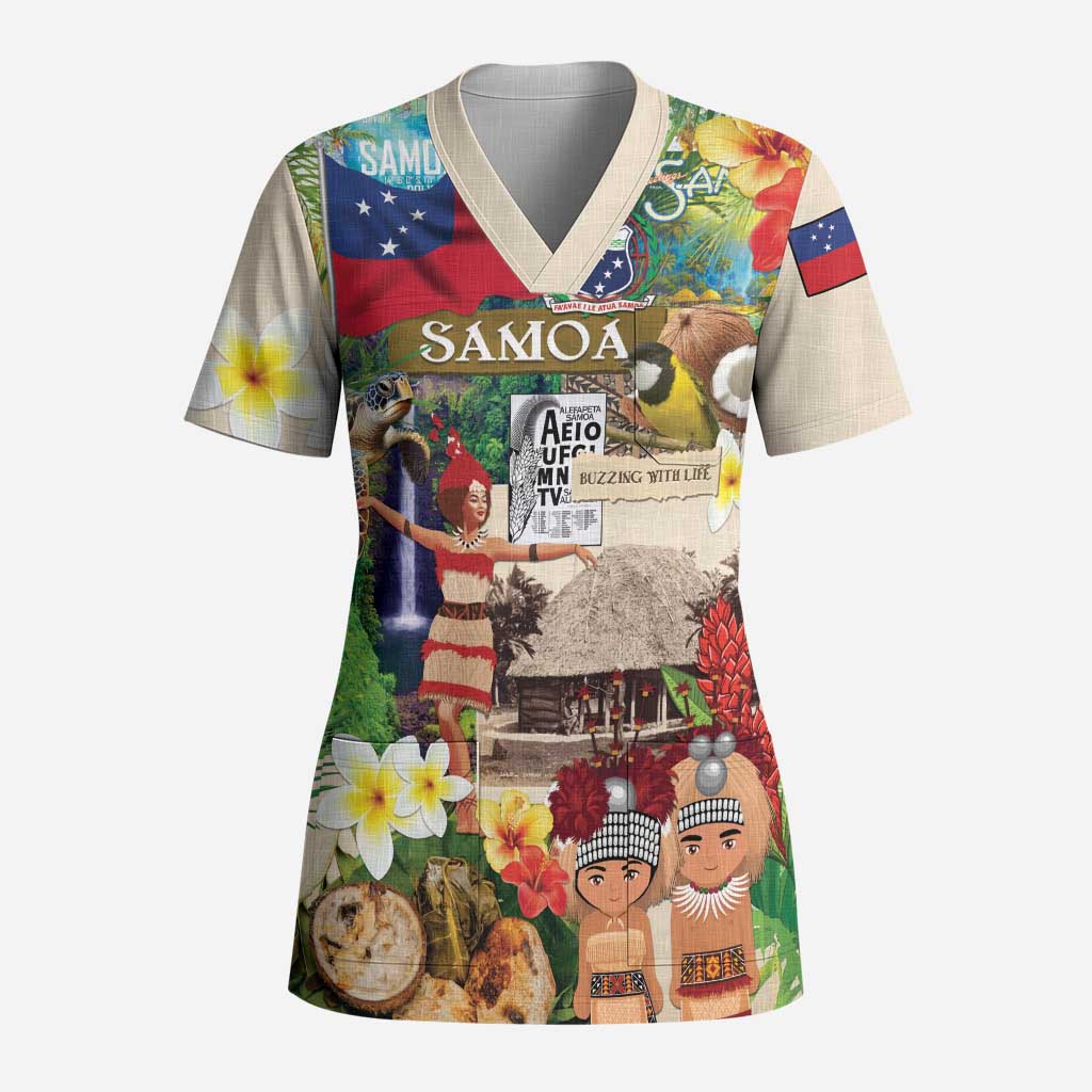Samoa Culture Scrub Top Embracing The Spirit LT05 Adult Beige - Polynesian Pride