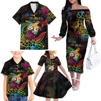 Hawaii Pride Family Matching Off The Shoulder Long Sleeve Dress and Hawaiian Shirt Aloha Is Aloha