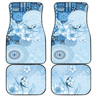 Hawaii Tapa Pattern With Blue Hibiscus Car Mats