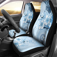 Hawaii Tapa Pattern With Blue Hibiscus Car Seat Cover