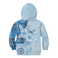 Hawaii Tapa Pattern With Blue Hibiscus Kid Hoodie LT05 - Polynesian Pride