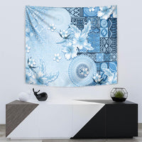 Hawaii Tapa Pattern With Blue Hibiscus Tapestry LT05 - Polynesian Pride
