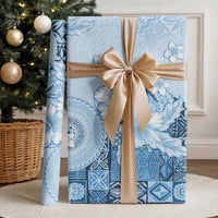 Hawaii Tapa Pattern With Blue Hibiscus Wrapping Paper - Polynesian Pride