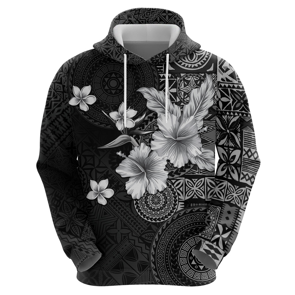 Hawaii Tapa Pattern With Black Hibiscus Hoodie