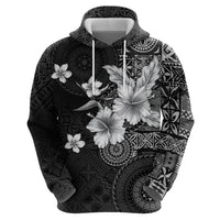 Hawaii Tapa Pattern With Black Hibiscus Hoodie