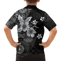 Hawaii Tapa Pattern With Black Hibiscus Kid Hawaiian Shirt LT05 - Polynesian Pride