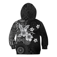 Hawaii Tapa Pattern With Black Hibiscus Kid Hoodie LT05 - Polynesian Pride