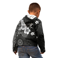 Hawaii Tapa Pattern With Black Hibiscus Kid Hoodie LT05 - Polynesian Pride