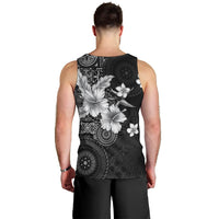 Hawaii Tapa Pattern With Black Hibiscus Men Tank Top