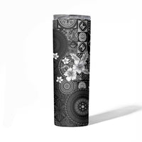 Hawaii Tapa Pattern With Black Hibiscus Skinny Tumbler