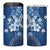 Hawaii Tapa Pattern With Navy Hibiscus 4 in 1 Can Cooler Tumbler