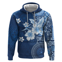 Hawaii Tapa Pattern With Navy Hibiscus Zip Hoodie