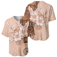 Hawaii Tapa Pattern With Brown Hibiscus Baseball Jersey
