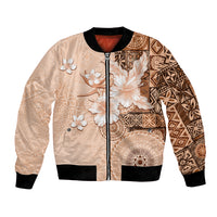 Hawaii Tapa Pattern With Brown Hibiscus Bomber Jacket
