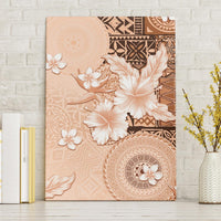 Hawaii Tapa Pattern With Brown Hibiscus Canvas Wall Art