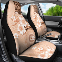 Hawaii Tapa Pattern With Brown Hibiscus Car Seat Cover