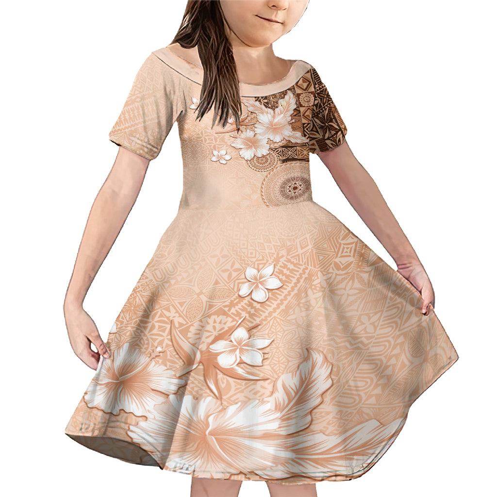 Hawaii Tapa Pattern With Brown Hibiscus Family Matching Mermaid Dress and Hawaiian Shirt