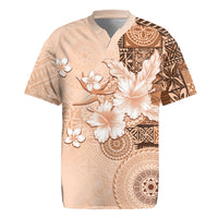 Hawaii Tapa Pattern With Brown Hibiscus Rugby Jersey