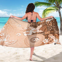 Hawaii Tapa Pattern With Brown Hibiscus Sarong