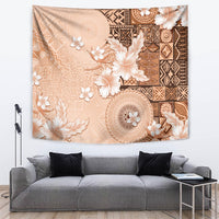 Hawaii Tapa Pattern With Brown Hibiscus Tapestry LT05 Brown - Polynesian Pride