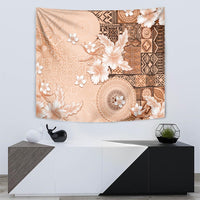 Hawaii Tapa Pattern With Brown Hibiscus Tapestry LT05 - Polynesian Pride