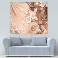 Hawaii Tapa Pattern With Brown Hibiscus Tapestry LT05 - Polynesian Pride