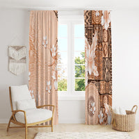 Hawaii Tapa Pattern With Brown Hibiscus Window Curtain