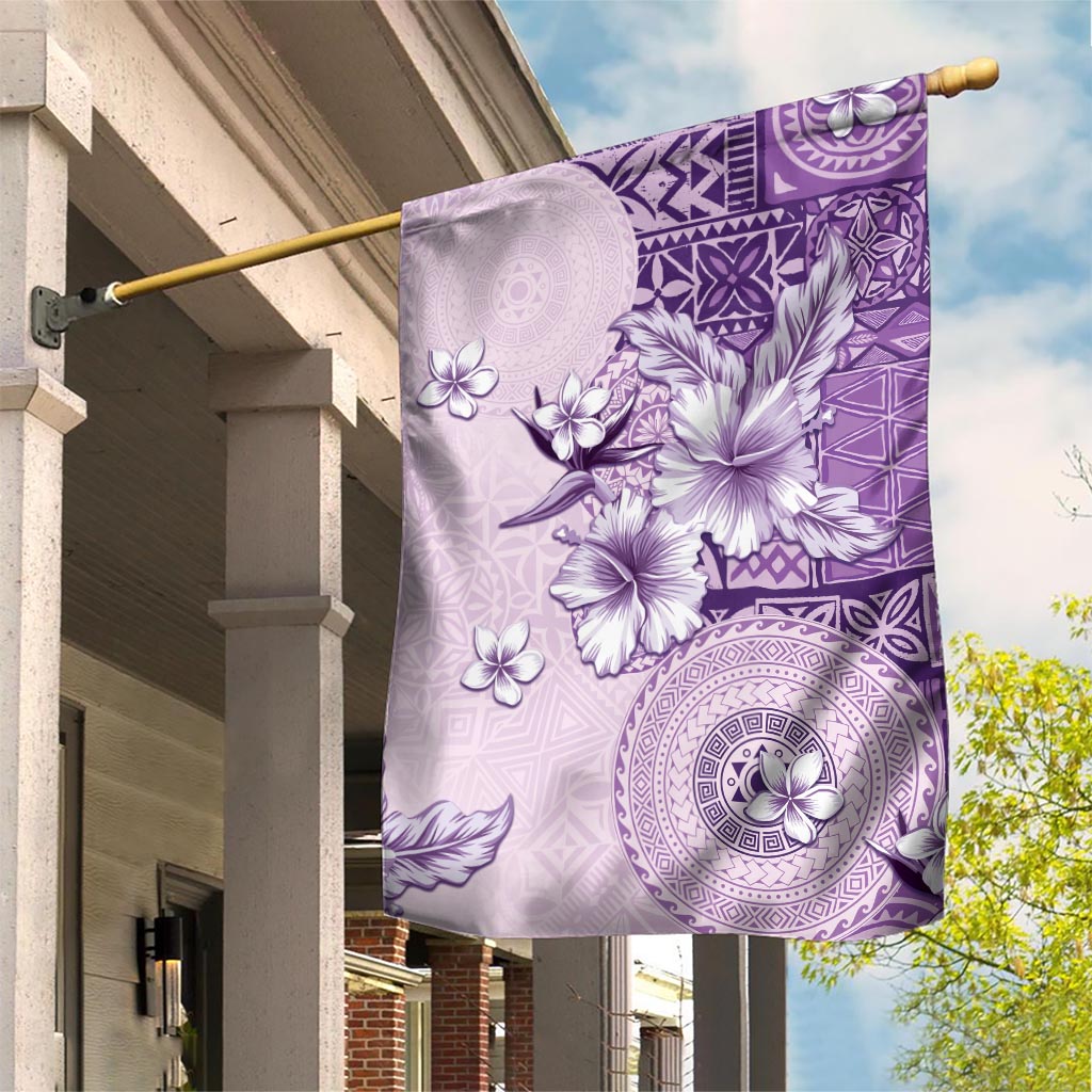 Hawaii Tapa Pattern With Violet Hibiscus Garden Flag LT05 House Flag Violet - Polynesian Pride