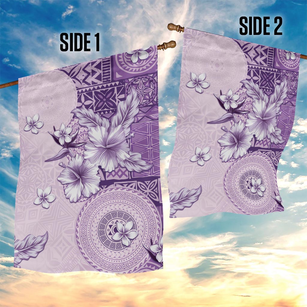 Hawaii Tapa Pattern With Violet Hibiscus Garden Flag LT05 - Polynesian Pride