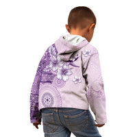 Hawaii Tapa Pattern With Violet Hibiscus Kid Hoodie