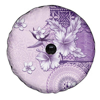 Hawaii Tapa Pattern With Violet Hibiscus Spare Tire Cover