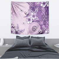 Hawaii Tapa Pattern With Violet Hibiscus Tapestry LT05 - Polynesian Pride