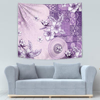 Hawaii Tapa Pattern With Violet Hibiscus Tapestry LT05 - Polynesian Pride
