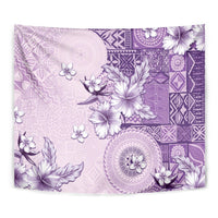 Hawaii Tapa Pattern With Violet Hibiscus Tapestry LT05 - Polynesian Pride