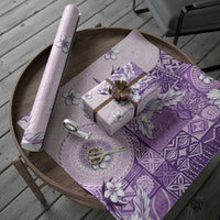 Hawaii Tapa Pattern With Violet Hibiscus Wrapping Paper - Polynesian Pride