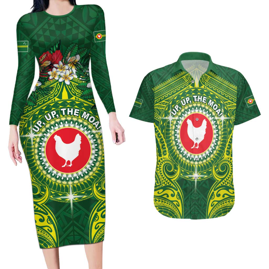 Personalized American Samoa Manua Cession Day Couples Matching Long Sleeve Bodycon Dress and Hawaiian Shirt Up Up The Moa