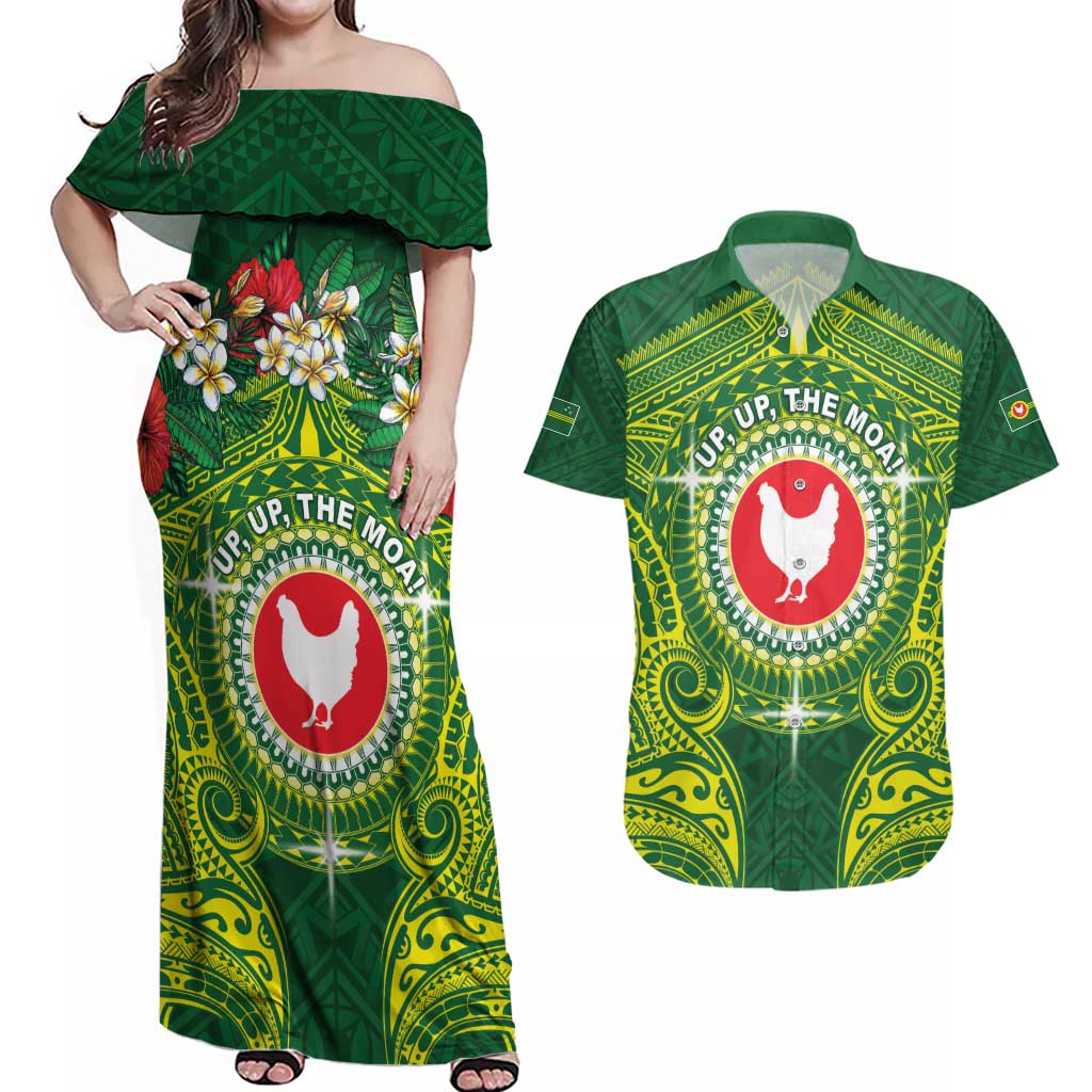 Personalized American Samoa Manua Cession Day Couples Matching Off Shoulder Maxi Dress and Hawaiian Shirt Up Up The Moa