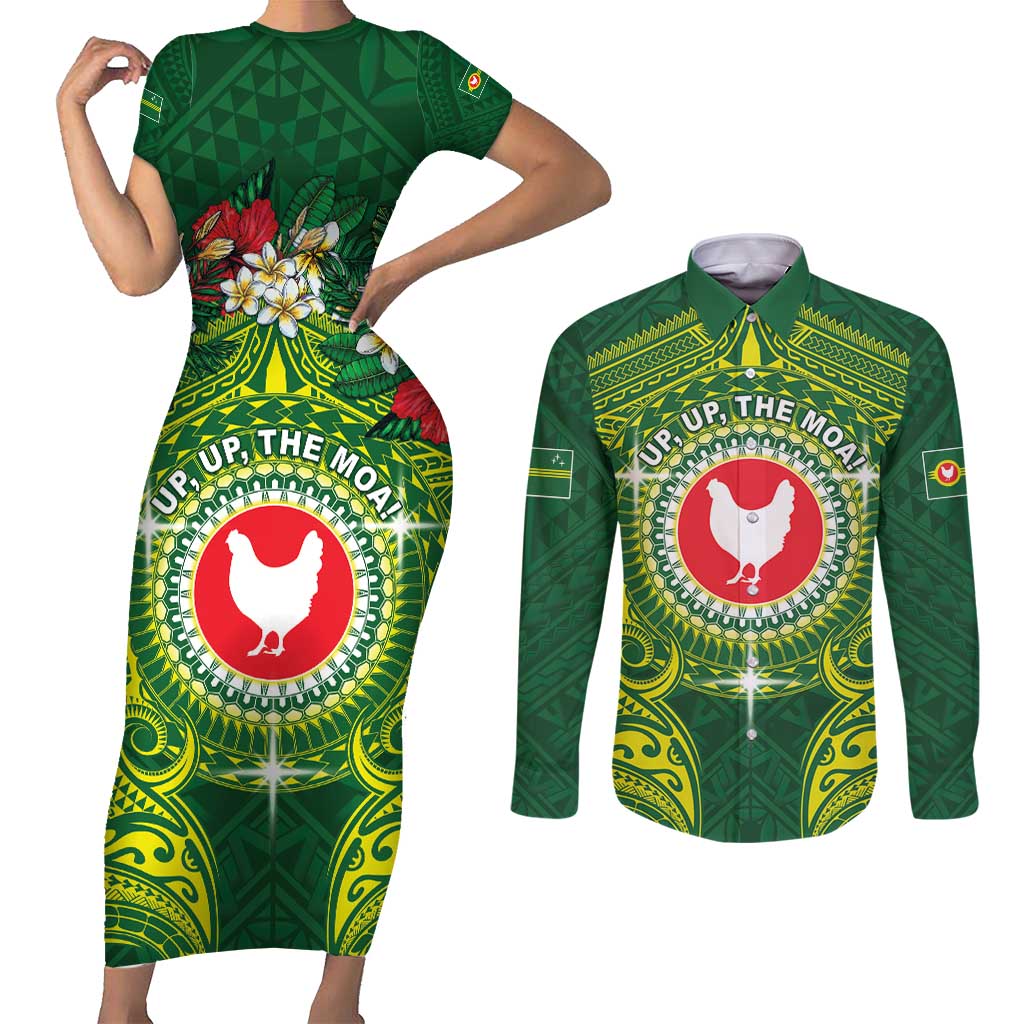 Personalized American Samoa Manua Cession Day Couples Matching Short Sleeve Bodycon Dress and Long Sleeve Button Shirt Up Up The Moa
