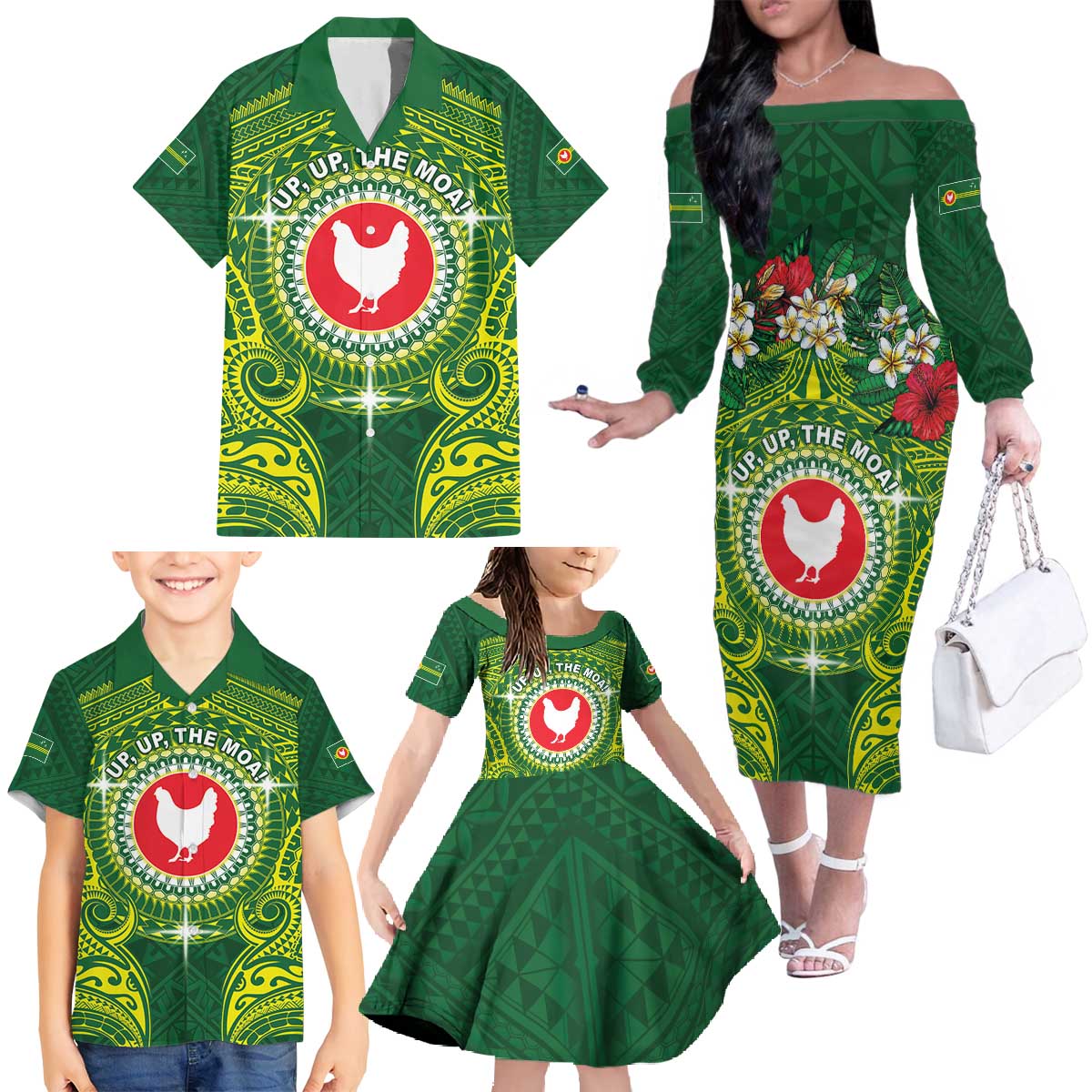 Personalized American Samoa Manua Cession Day Family Matching Off The Shoulder Long Sleeve Dress and Hawaiian Shirt Up Up The Moa
