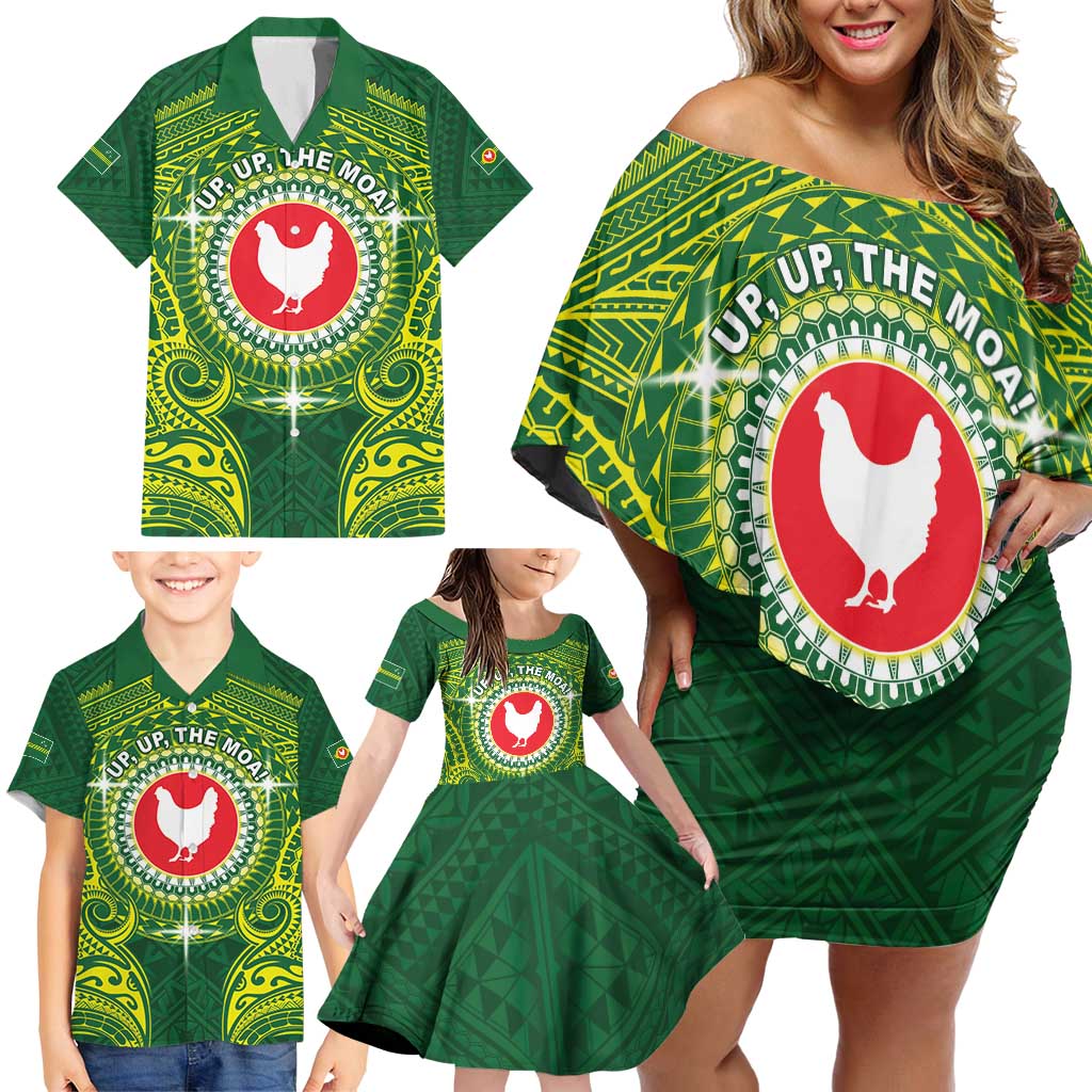 Personalized American Samoa Manua Cession Day Family Matching Off Shoulder Short Dress and Hawaiian Shirt Up Up The Moa