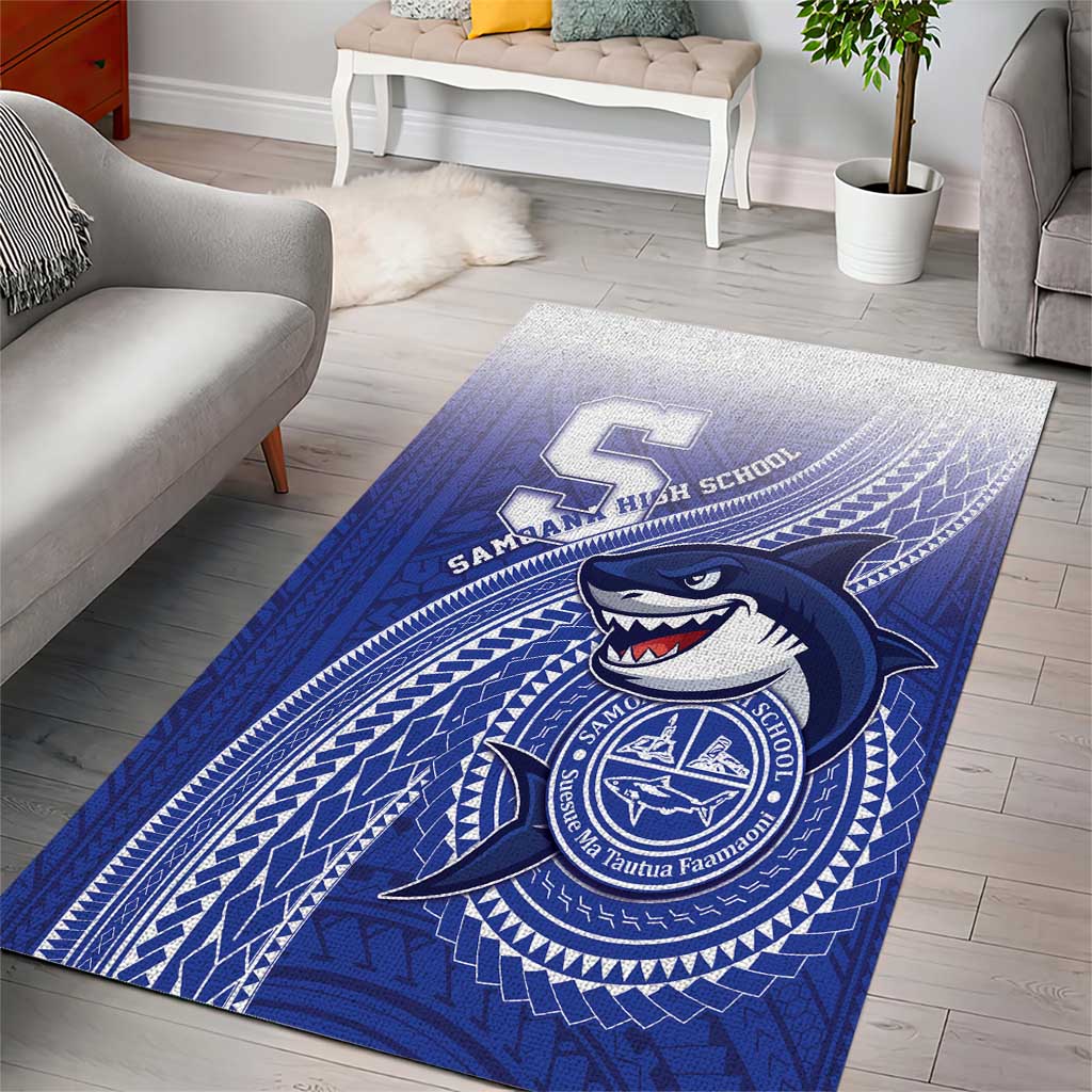 Samoana High School Area Rug Polynesian Tribal Shark