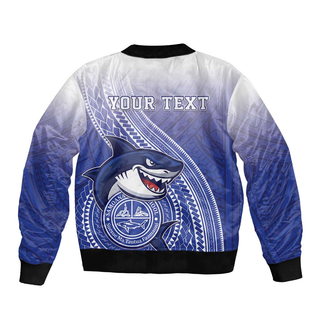 Personalized Samoana High School Bomber Jacket Polynesian Tribal Shark