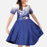 Personalized Samoana High School Family Matching Long Sleeve Bodycon Dress and Hawaiian Shirt Polynesian Tribal Shark