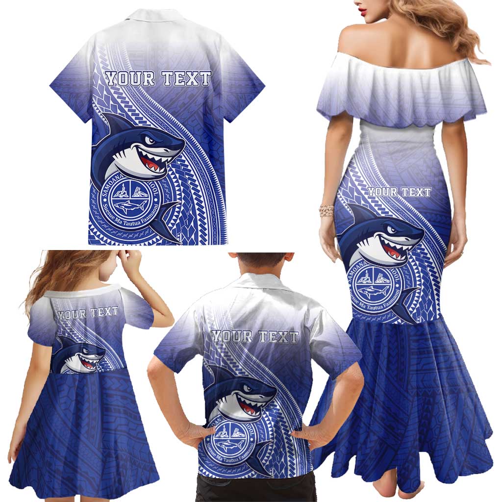 Personalized Samoana High School Family Matching Mermaid Dress and Hawaiian Shirt Polynesian Tribal Shark