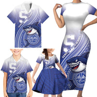 Personalized Samoana High School Family Matching Short Sleeve Bodycon Dress and Hawaiian Shirt Polynesian Tribal Shark