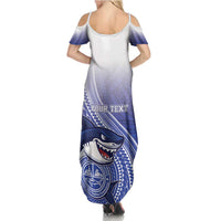 Personalized Samoana High School Family Matching Summer Maxi Dress and Hawaiian Shirt Polynesian Tribal Shark