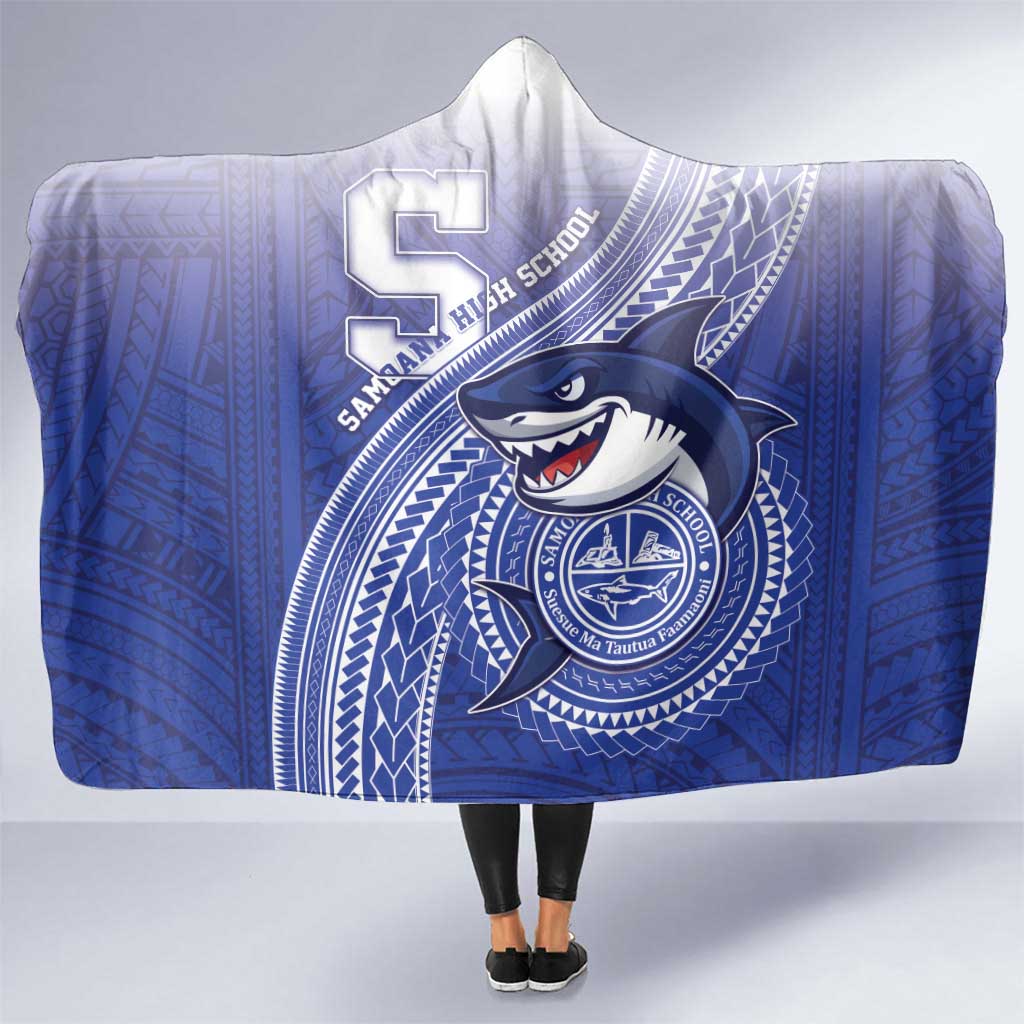 Samoana High School Hooded Blanket Polynesian Tribal Shark LT05 One Size Blue - Polynesian Pride
